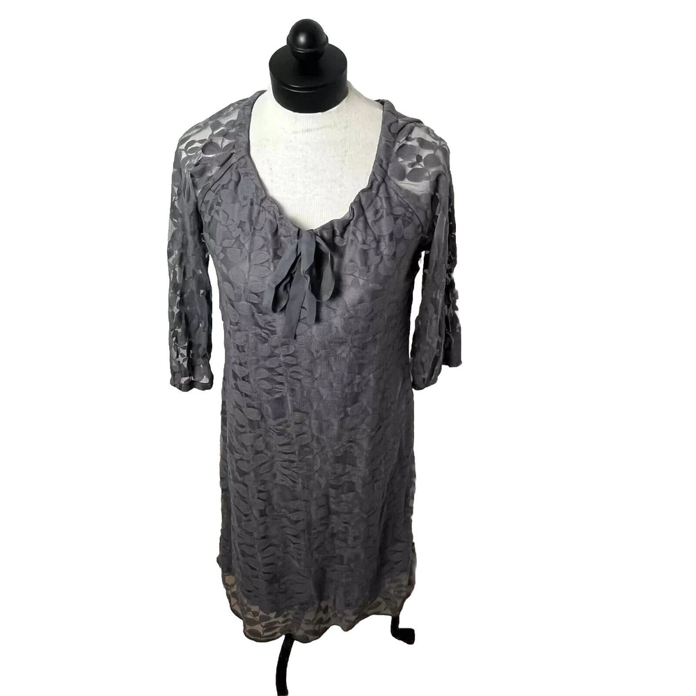 Garnet Hill Gray‎ Floral Bohemian Easy Lace Sheath Dress Knee Length Size 6